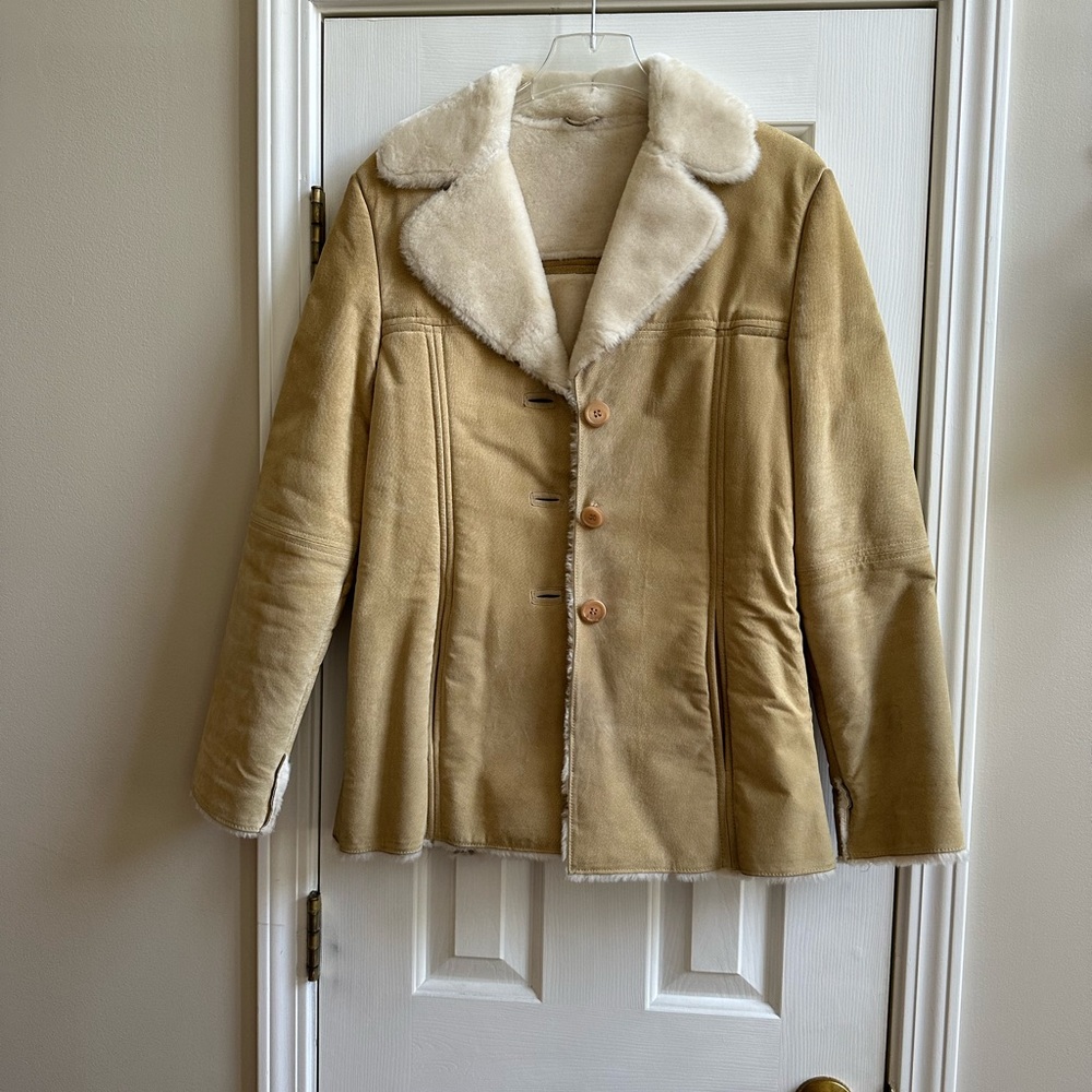 Tan Suede Button Jacket by Winlit, Size S